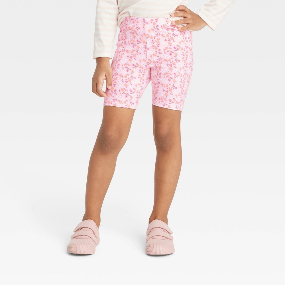 Toddler Girls' Floral Bike Shorts - Cat & Jack Light Pink 4T