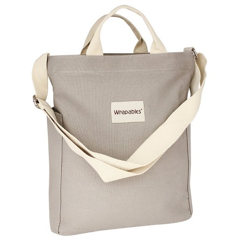 Wrapables Canvas Tote Bag For Women Casual Cross Body Shoulder Handbag Gray Target