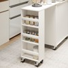 AEELLEEA Kitchen Island On Wheels with Extended Table MDF Rolling Kitchen Storage Cart 2 Fluted Glass Doors Side 3 Open Shelves White - 4 of 4
