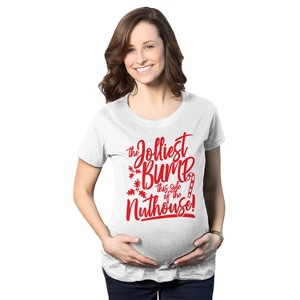 Maternity The Jolliest Bump This Side Of The Nuthouse Pregnancy T Shirt Cute Christmas Tee - Crazy Dog Maternity T Shirt - 1 of 4