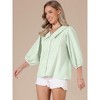 INSPIRE CHIC Women's Button Down Striped Dressy Casual Turndown Collar 3/4 Puff Sleeve Babydoll - 4 of 4