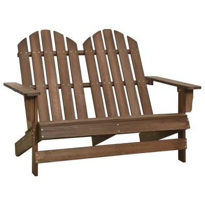 vidaXL 2-Seater Patio Adirondack Chair, Solid Wood Fir, Brown