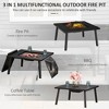 34" Fire Pit with Grill, Metal Outdoor Wood Burning Firepit with Spark Screen, Fire Poker, Cover, Table Lip - 4 of 4