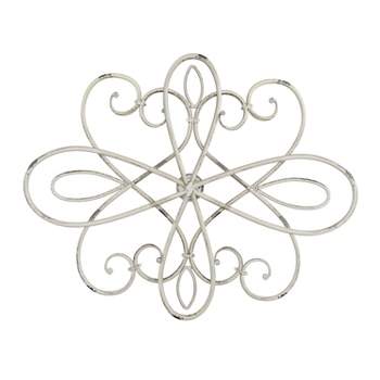 Medallion Metal Wall Art- 15 Inch Oval Swirl Metal Home Decor, Hand Crafted with Distressed Finish- Mounting Screws Included by Hastings Home