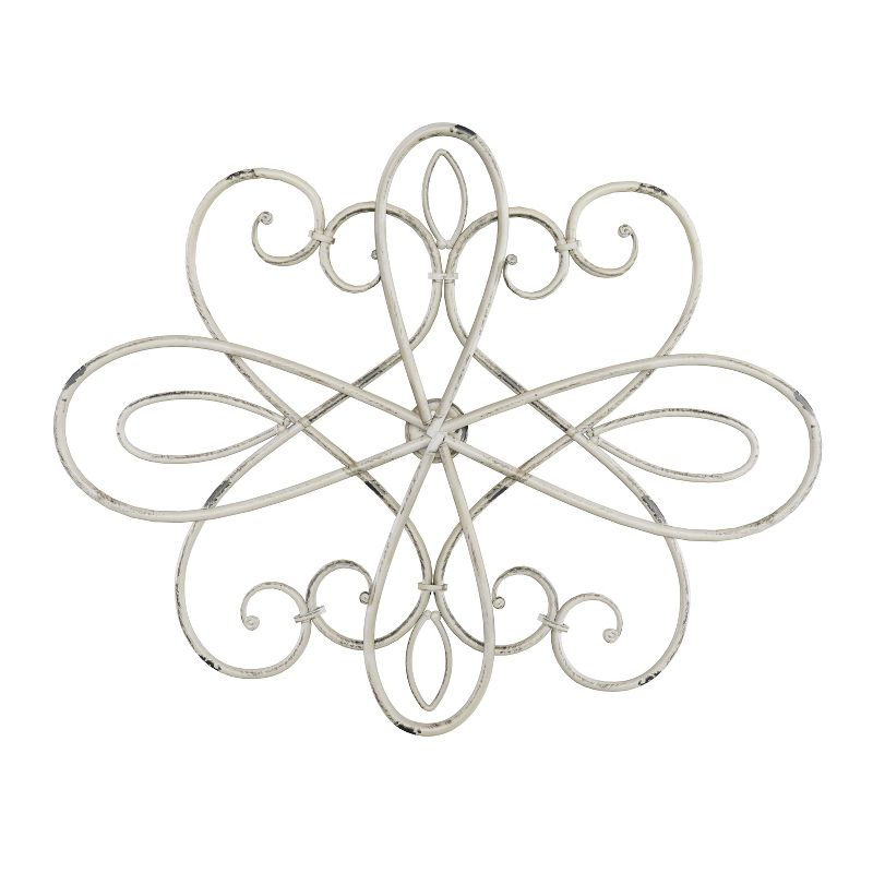 Medallion Metal Wall Art- 15 Inch Oval Swirl Metal Home Decor, Hand Crafted with Distressed Finish- Mounting Screws Included by Hastings Home, 1 of 8