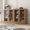 MAYEERTY  Natural Wood Grain Storage Cabinet with Glass Door for Living Room & Bar Area - 2 of 4