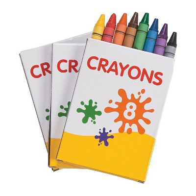 Fun Express 3 1/2" 8-Color Assorted Crayons  - 12 Boxes