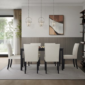 ChaletPosh 7 Pieces Dining Set with Linen Cover Dining Chair - 1 of 4