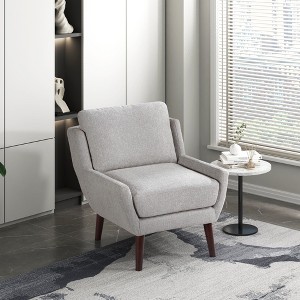 Chenille Upholstery Plywood Solid Wood Contemporary Accent Chair with Reversible Cushions, Removable Covers and High-Density Foam Padding - 1 of 4