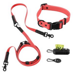 THE LICKER STORE Luna 8FT Adjustable 6-in-1 Waterproof Hands-Free Leash and Collar with LED Flashlight, Bag Dispenser, and Poop Bag Holder - 1 of 4