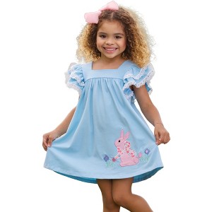 Blue Bunny Bliss Flutter Sleeve Dress Mia Belle Girls - 1 of 4