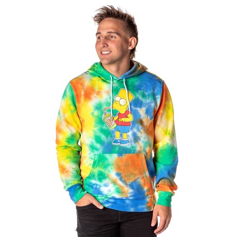 The Simpsons Men s Bart Squishee Brain Freeze Tie Dye Pullover Hoodie Medium Multicoloured