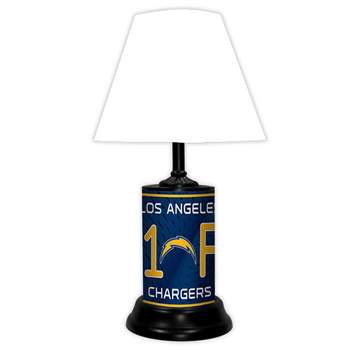 NFL 18-inch Desk/Table Lamp with Shade, #1 Fan with Team Logo, Los Angeles Chargers