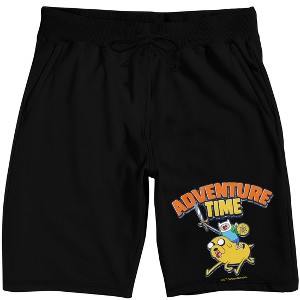 Adventure Time Finn & Jake Logo Adult Black Sleep Pajama Shorts - 1 of 3