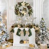 6ft Pre-Lit Christmas Garland with 20 Warm White LEDs, Flower & Bow Decor for Indoor/Outdoor Front Door and Mantle - 4 of 4