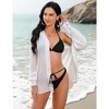 Women's Swimsuit Cover Up Shirts Summer Long Sleeve Button Down Bikini Beachwear Beach Bathing Suit Shirt - 2 of 4