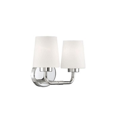Capra Polished Nickel 2-Light Vanity with White Opal Glass Shades
