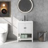 24" Black Modern Sleek Bathroom Vanity Elegant Ceramic Sink with Solid Wood Frame Open Style Shelf - 2 of 4