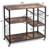 Costway Rolling Industrial Kitchen Baker's Rack Wood Black - 3 of 4