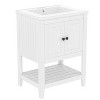 Chery Life 24" White Modern Sleek Bathroom Vanity Elegant Ceramic Sink with Solid Wood Frame Open Style Shelf - 2 of 4