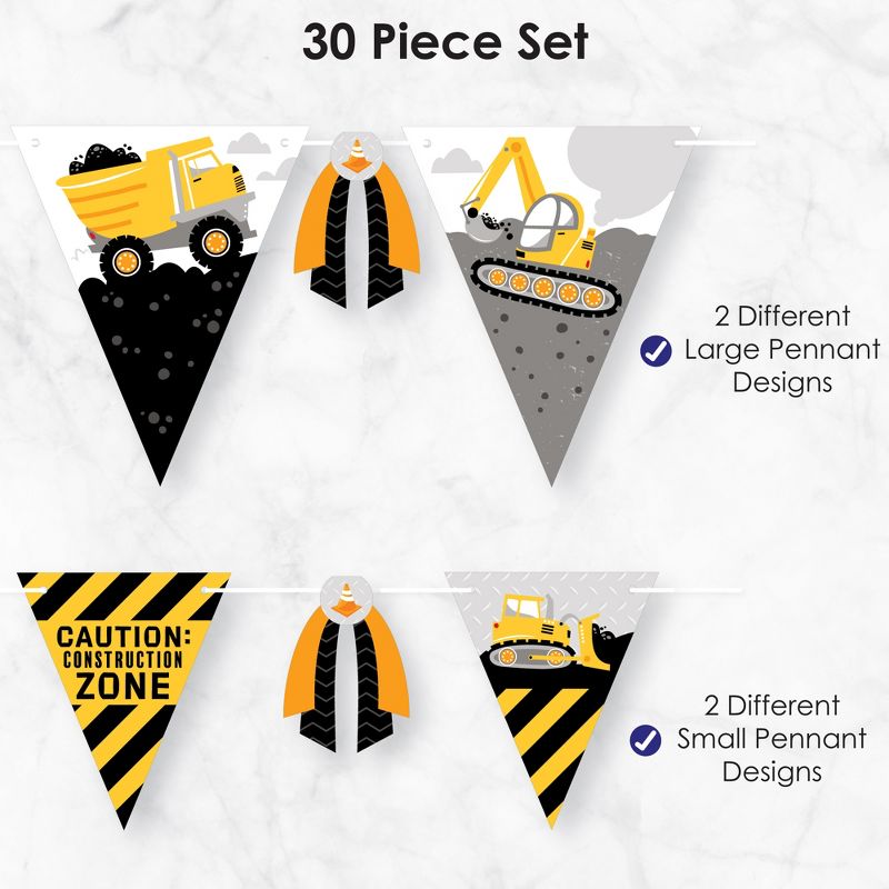 Big Dot of Happiness Dig It - Construction Party Zone - DIY Baby Shower or Birthday Party Pennant Garland Decoration - Triangle Banner - 30 Pieces, 5 of 9