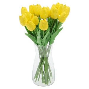 Unique Bargains Christmas 20 Pcs Artificial Flowers Fake Tulips for Wedding Rooms Home Hotel Party Decoration Yellow - 1 of 4