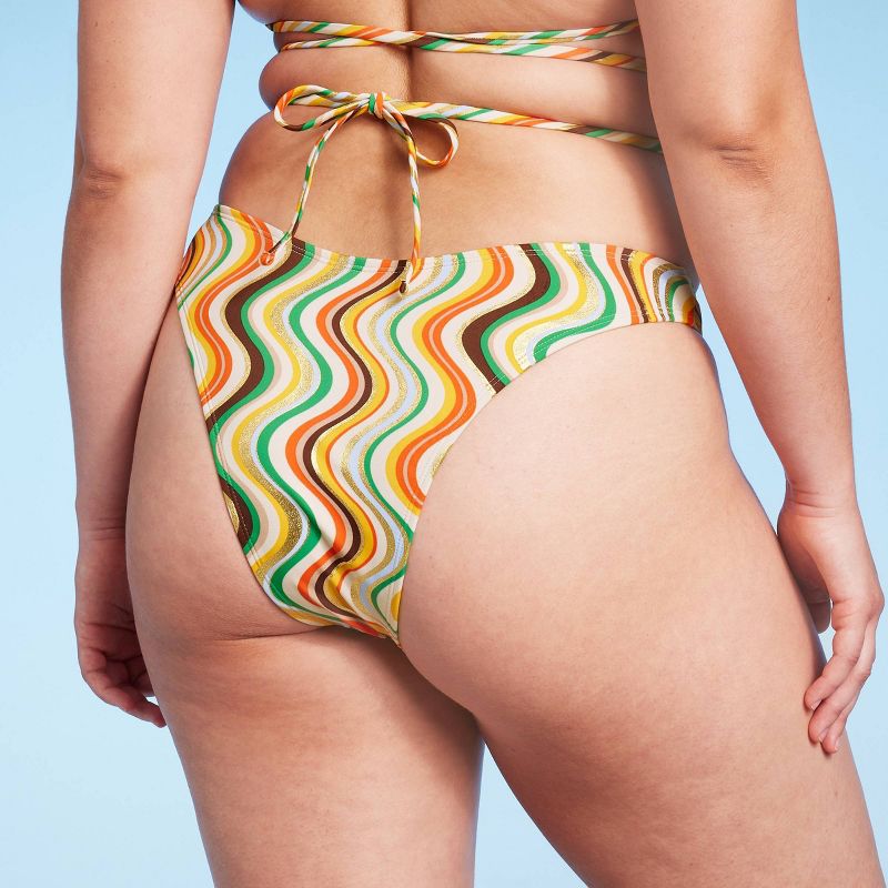 Women's Extra High Leg Ultra Cheeky Bikini Bottom - Wild Fable™ Multi Striped, 6 of 21