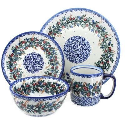 Blue Rose Polish Pottery Berry 16 Piece Dinner Set