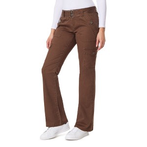 WallFlower Women's Feisty Curvy Cargo Flare Low Rise Belted Insta Stretch Juniors Pants - 1 of 4