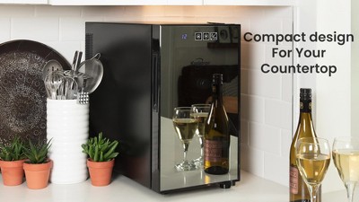 Compact Stainless Steel Thermoelectric 8-Bottle Wine Cooler with Glass Door