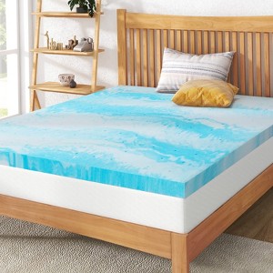 IULULU Mattress Topper , Gel Memory Foam Mattress Topper, CertiPUR-US Certified, Blue - 1 of 4