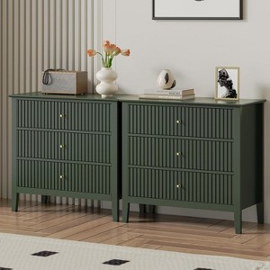 Heynemo 3 Drawer Dresser, Painted 30 Inch Tall Wood Nightstand with Storage, Wide Modern Chest of Drawers with Ball Bearing Slide - 1 of 4