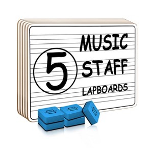 SCRIBBLEDO Music Staff Dry Erase 9"X12" Board 5-Pack, Erasers Included - 1 of 4