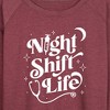 Women's - Instant Message - Night Shift Life Lightweight French Terry Wide Neck Long Sleeve Graphic Shirt - 2 of 4