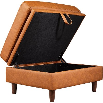 Brown Square Storage Ottoman Module?- A modular piece designed for sectional sleeper sofas.