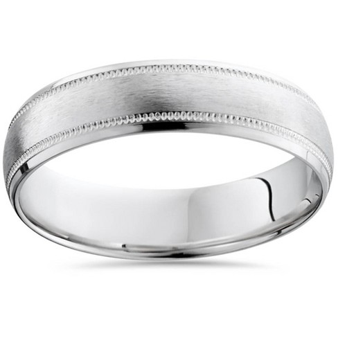 6mm Stainless Steel Chanel - Set Comfort Fit Ring with Clear CZ