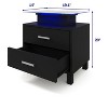 Modern White Nightstand with 2 Drawers, Glass Desktop, Charging Station and LED Lights - Ideal Bedside Table for Bedroom - 4 of 4