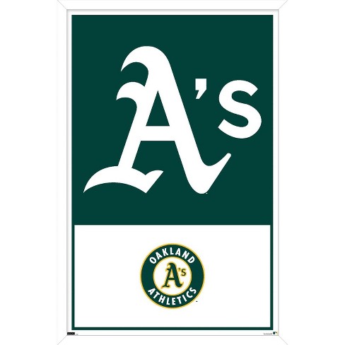 Trends International MLB Oakland Athletics - Drip Helmet 22 Framed Wall  Poster Prints White Framed Version 22.375 x 34