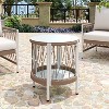 MOEPISY 17.32in Bohemian Garden Accent Outdoor Side Table, Handwoven Rope with Powder-Coated Steel Frame, Glass Top, Small Patio End Table - 2 of 4