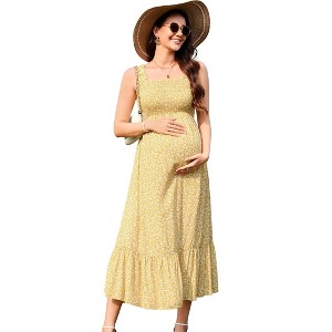yellow maternity maxi dress Maternity Wedding Dress ~ Yellow Baby Shower Dress For Photoshoot ~ Formal Pregnancy Photography Gown ~ Summer Style Floral Maxi Dress