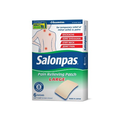 Salonpas Large Size Pain Relieving Patch - 8 Hour Pain Relief - 6ct