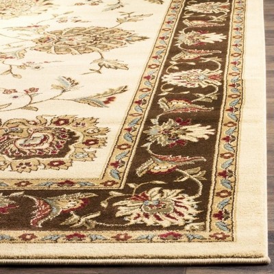 Ivory and Brown Floral Motif Hand-Knotted Area Rug