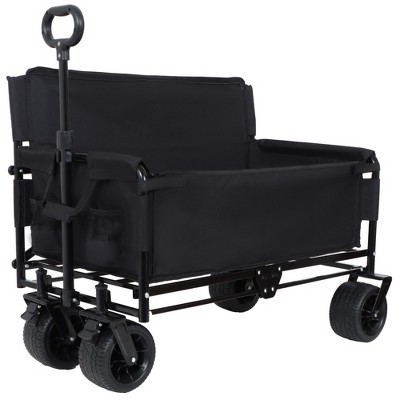 Grungis 500lbs Heavy-Duty Folding Wagon Cart,3-in-1 Shopping Cart with Bench Seat & Storage,Utility Cart for Camping,Sports
