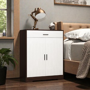 Mshliw 4 Tier Shoe Cabinet with Drawer Freestanding Shoe Rack Organizer with Adjustable Shelves and Double Doors for Entryway Hallway - 1 of 4