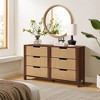 LuxenHome Walnut Finish MDF Wood with Rope Front 6-Drawer Horizontal Dresser Brown - 4 of 4