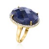 Ross-Simons 19.00 Carat Sapphire and .30 ct. t.w. White Topaz Ring in 18kt Gold Over Sterling - 3 of 4