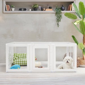Erommy 10-Panel Dog Playpen With Door, Easy Assembly Pet Playpen for Cats, Dogs, Rabbits and Other Small Animals - 1 of 4