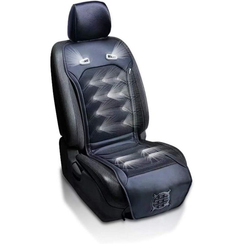 Zone Tech Cooling Car Seat Cushion Black 12V Automotive Massager Car Seat Cooler Pad Air Conditioned Seat Cover. Perfect for summer Road Trips, 1 of 8