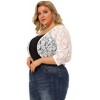 Agnes Orinda Women's Plus Size Sheer Cardigan 3/4 Sleeves Floral Lace Crop Shrug - 4 of 4