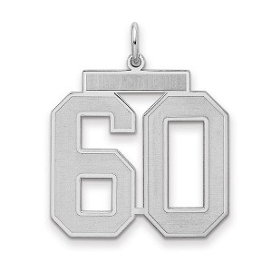Black Bow Jewelry Sterling Silver, Jersey Collection, Large Number 60 Pendant - 1 of 4